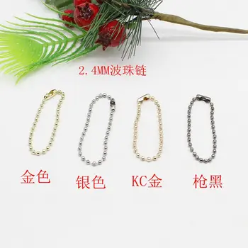 10 stykker af 12 cm lange, farverige perle bølge kæde-tag-kæder, der er egnet til nøgleringe, tasker, stik og DIY smykker at gøre