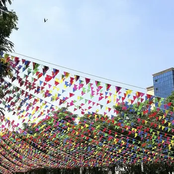 100m Bryllup Festival Vimpel String Banner Buntings Farverige Flag Til Festival Party Ferie Dekoration Jul Rem