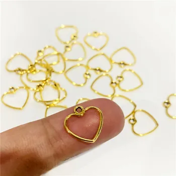 100pcs 13mm Mini-Sweetheart Hule Kærlighed Hjerte Vedhæng Guld Smykker at Gøre DIY Armbånd Halskæde Håndlavet Håndværk Tilbehør