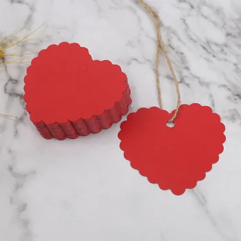 100Pcs Valentine Gave-Tags Rood Wit Kraftpapier Hart Tom Streng DIY-Kort, Bryllup Part Fordel Wikkelen Hangen Gave Prijs Label