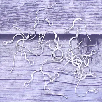 100Pcs Øreringe Wire Kroge Med Foråret Øre Kobber forsølvede Smykker DIY Resultater 16x15mm