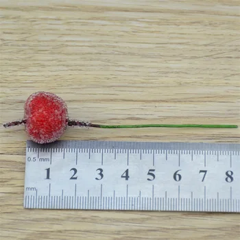10stk 2cm Mini Apple Falsk Frugt glas Bær Kunstige granatæble røde kirsebær Buket Støvdrager Jul Apple Dekorative