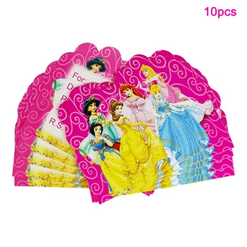10stk Disney Seks prinsesse Tema, Pink Party Invitation-Kort, Kids Fødselsdag dekoration Baby Shower, Leverer Party Favors