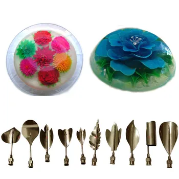 10stk/Indstil 3D-Gelatine Jello Jelly Kunst Budding Flower Kage Dekoration Skimmel Budding Nål Dyse Værktøj