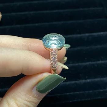 12.6x6mm Pomellato Mærke Candy Style Ring Zircon Fladskærms Naturlig Krystal Ring For Kvinder bryllupsfest Slik Mode Smykker Gave