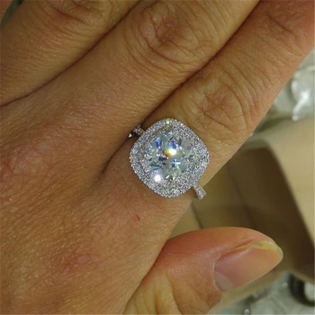 18K Hvide Guld FL Hvid Diamant Smykker, Ring for Kvinder Fine Anillos De Bizuteria med Gemstone Smykker Zircon 18 K Guld Ring Box