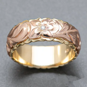 18K Multi rose Guld Ring for Kvinder Naturligt 1 Carat Diamant med Diamant Smykker Anillos De Bizuteria Anillos Mujer Ringe Box