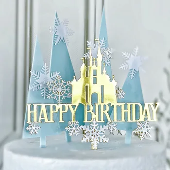 1stk Drømmer Slot Akryl Happy Birthday Cake Topper Prins, Prinsesse Tema Kage Dekoration Part Forsyninger Baby Shower