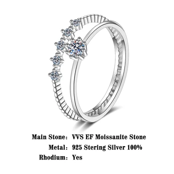 2 In1 Moissanite Ring i rhodineret 925 Sølv af Høj Kvalitet Bryllup Smykker Luksus Romantisk Pige Valentine ' s Day Gave Ringe
