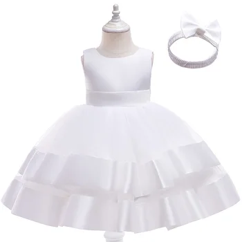 2021 Hvid Ceremoni Kjole Pige Dåb 1st Fødselsdag Kjole Til Baby Pige Elegante Prinsesse Kjoler til Fest Barnedåb Kostume 2 -8 Y