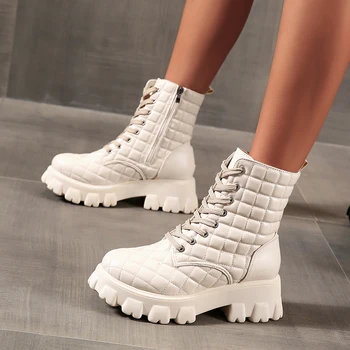 2021 Støvler Størrelse 43 Kvinder Sko til Vinter Støvler Fashion Sko Kvinde Casual Efteråret Læder Botas Mujer Kvindelige Ankel Støvler Kvinder