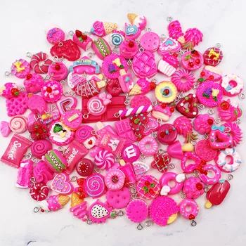 20PCS Harpiks Candy Heart Charms Til Smykker at Gøre Harpiks Kage Donuts Lollipop Charm Med Krog Simulering Slik Vedhæng Dingle