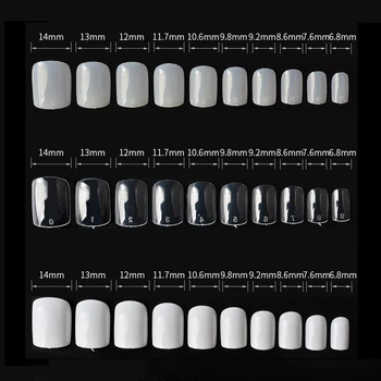 500PCS 10 Størrelser Akryl Square-Nail Tips Falske Negle Hvide Klare Naturlige Fuld Dækning Falske Nail Art Tips UV Gel Manicure Værktøjer