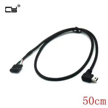 5Pin Bundkort Kvindelige Header til 90 graders vinklet Mini USB-Mand Adapter Dupont forlængerkabel (5Pin/Mini-USB) - 50cm