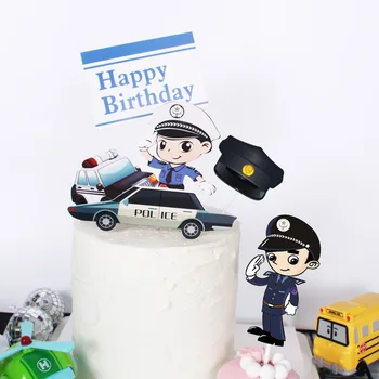 6stk Søde Politiet Cupcake Happy Birthday Topper Politimand Fødselsdag Kage Topper Forsyninger til Drenge Fødselsdag Kage Dekorationer