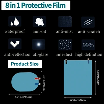 8STK/Sæt Bil Beskyttende Film Auto-Ede 1*1.45 cm Spejle Og Side Spejl 2*1,6 cm Klar Film Anti-Fog Regntæt Film