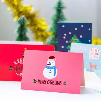 9Pcs Jul Papir Lykønskningskort Besked Kort Gavekort til julefrokost Kinesiske nytår Røde Kort