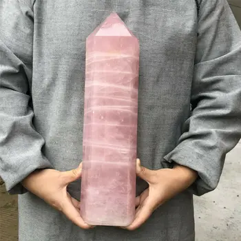 A+ Naturlige Pink Rose Quartz Krystal wand healing