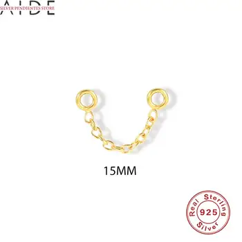 AIDE 15/30/45mm Guld Kæde Øreringe Smykker Tilbehør 925 Sterling Sølv Stud Øreringe Chian Bijoux Femme