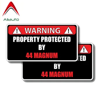 Aliauto 2 X Bil Klistermærke, Advarsel Beskyttet Af 44 Magnum Tilbehør PVC Decal for Opel, Toyota, Bmw, 14cm*7cm