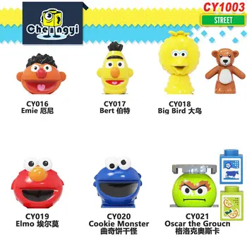 Anime tegnefilm byggesten Sesame Street Elmo Cookie Grover Zoe Ernie Stor Fugl Hoveder Tal for Børn Gave Legetøj CY1003