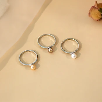 ASHIQI Naturlige Ferskvands Perle 925 Sterling Sølv Glitter Diamant Ring Mode Smykker til Kvinder Gave