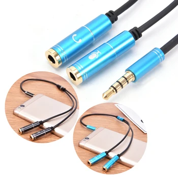 Audio-Kabel 1 Mandlige og 2 Kvindelige 3,5 mm Mic Hovedtelefon Splitter Mic Jack Audio Y Splitter Aux Udvidelse Adapter Kabel Ledning til PC