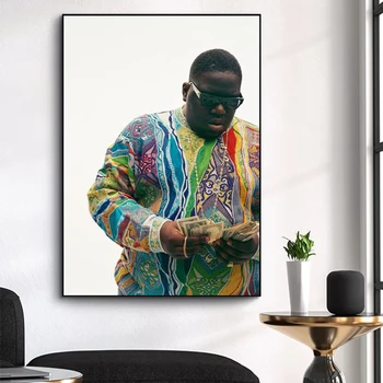 Biggie Smalls Den Berygtede B. I. G. Hip-Hop Musik Lærred Maleri Kunst på Væggen Indretning Plakat og Print Portræt Billede Dekoration