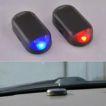 Bil Sikkerhed Lys Soldrevne Simuleret Dummy Trådløse Alarm Advarsel Anti-Tyveri Advarsel Lampe LED Blinker Efterligning
