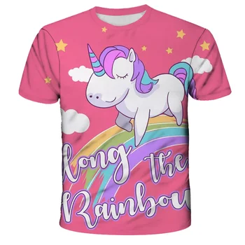 Boys & Girls Cartoon Søde T-shirts Børn Unicorn 3D-Print T-Shirt Til Drenge Børn Sommeren kortærmet T-shirt, Toppe Tøj