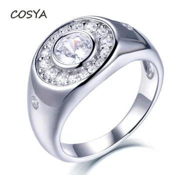 COSYA Mousserende Jubilæum Ringe 925 Sterling Sølv med Højt Kulstofindhold Diamant For Kvinder Cocktail-Party Fine Smykker Engros
