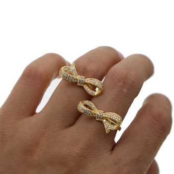 Cz gnister Sløjfeknude Cubic Zirconia Ring Sød Brudepige Gave Engagement Mode Smykker til Kvinder Tilbehør