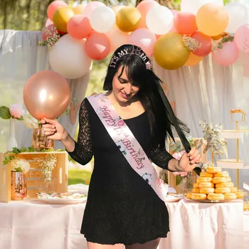 Dens Min 13 16 18 21 års Fødselsdag Tiara Krone Ramme Sæt Rose Gold Gaver til Piger Prinsesse Fødselsdag Dekoration af Forbrugsstoffer