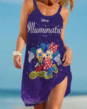 Disney Fashion Kvinders Kjole uden Ærmer Strand Kjole 3D-Print-Mickey, Minnie Kjole Kvinders Solen Kjole Afslappet Street Party Dress