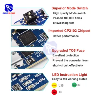 Diymore CP2102 USB-UART 6-i-1 Multifunktionelle(USB-TTL/RS485/232,TTL-RS232/485,232 til 485) Seriel Adapter til Arduino