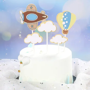 Fly Tema Kage Dekoration Tegnefilm Skyer Fly Drenge Tillykke Med Fødselsdagen Cupcake Topper Baby Part Bagning Indretning Af Forbrugsstoffer
