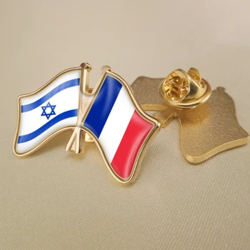 Frankrig og Israel Krydsede Dobbelt Venskab Flag Pins Broche Badges