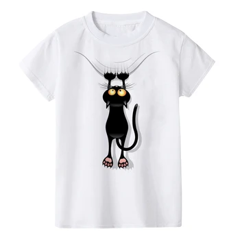 Fræk Sort Kat 3D-Print Kids T-Shirt til Sommeren Piger Drenge Sjove T-shirt Børn Casual Korte Ærmer Mode-shirt, Toppe Udstyr