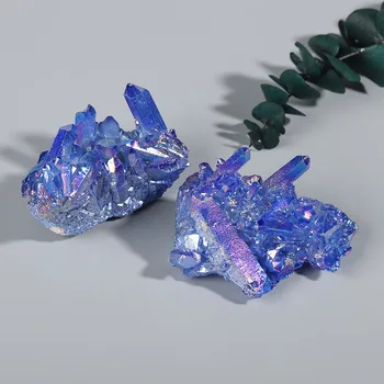 Geode Galvaniseret Blå Krystal 15~70g Blå Krystal Søjle Energi Healing Mineral Sten Rock Home Decor Geode Ametyst