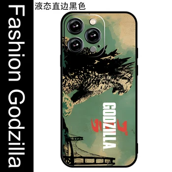 Godzilla Phone Case for IPhone 13 13Pro 12 12Pro Flydende Silikone Sort Kant Dinosaur Gradient Telefonen Tilfælde Julegave