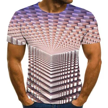 Herre Grafisk T-Shirt Mode 3 Digital Tees Casual Geometriske Print Visuelle Hypnose Uregelmæssigt Mønster Toppe