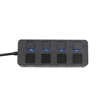 Høj Hastighed Slanke 4 Ports USB 2.0-Hub LED USB Hub Splitter Med Tænd/sluk-knappen For Bærbar PC Engros Sort/Hvid