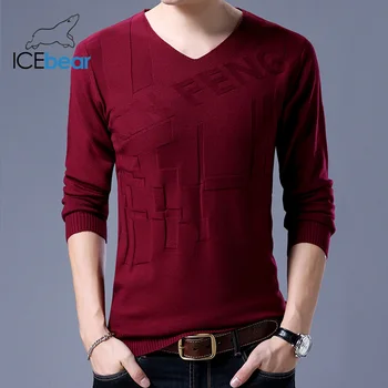 ICEbear 2021 efteråret nye herre v-neck pullover, sweater ren farve med høj kvalitet mandlige mærke tøj 17069