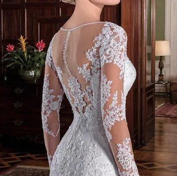 Illusion Vintage Mermaid Brudekjole vestidos de novia 2020 Broderi Pynt Hvide brudekjoler robe de mariee
