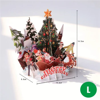 Jul 3D Pop-up Lykønskningskort Diamant Maleri Jul Post-Kort Til Halloween Glædelig Jul og nytår Gave