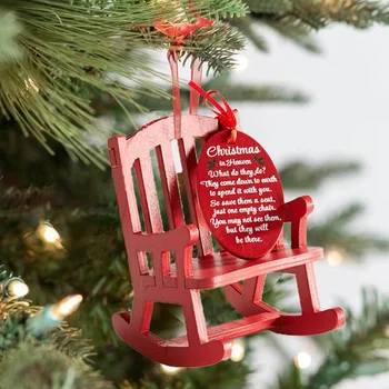 Jul I Paradis Memorial Indretning Mini Træ-Gyngestol Med En Meningsfuld Etiket Logo Desktop Hjem Dekoration Familie Kærlighed