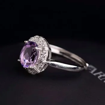 Klassisk Ametyst Ring 7mm*9mm Naturlige Ametyst Ædelsten Sølv Ring 925 Solid Silver Ametyst Ring til Kvinde Romantisk Gave
