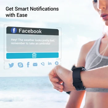 Letsfit Smart Ur 1.55 Tommer pulsmåler & Blodets Ilt-Mætning 5ATM Vandtæt Smartwatch til Android ios-Telefoner