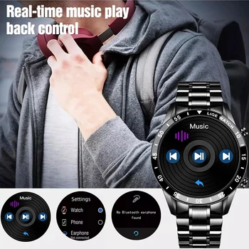 LIGE Nye Mode Smartwatch Bluetooth Opkald, Sport Mænds pulsmåling Musik Kontrol Vandtæt Smart Ur Mand+Max