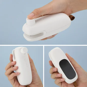 Mini Sealer lukkemaskine Til plastposer Forsegling Mad Køkken Opbevaring Hånd Tryk på Taske Sealer Pack USB-Bærbare håndtrykket